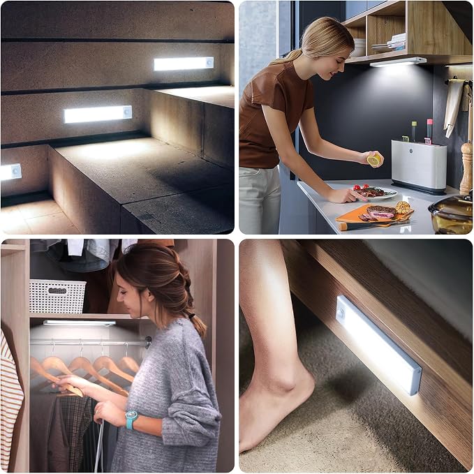 6 Pack Under Cabinet Lighting Wireless, 58 LED Rechargeable Battery Motion - Image 7