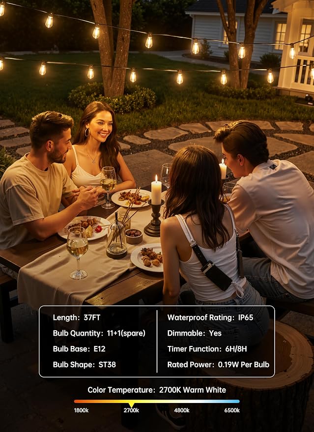 Minetom 37FT Outdoor String Lights - Image 7