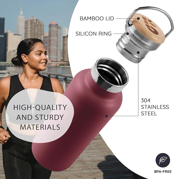 Bambaw 24 oz Insulated Water Bottle, Reusable Stainless Steel Water Bottles - Image 2