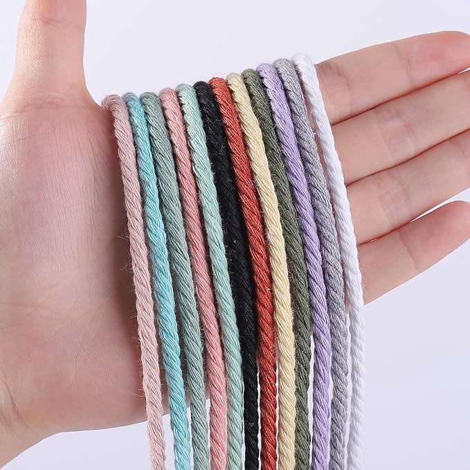 Light Yellow Macrame Cord 4mm x 109Yards, Colored Cotton Rope Craft Cord - Image 2