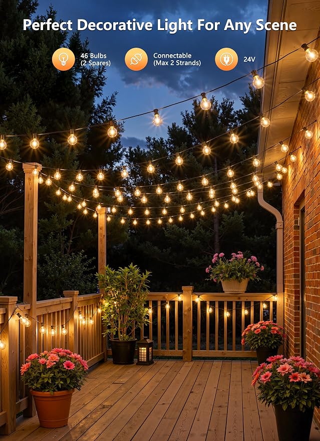 Brightown Outdoor String Lights, 100FT Shatterproof LED Patio Lights - Image 8