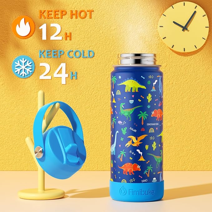 Fimibuke Kids Insulated Water Bottle, 18oz BPA FREE 18/8 Stainless Steel Kid Cup - Image 3