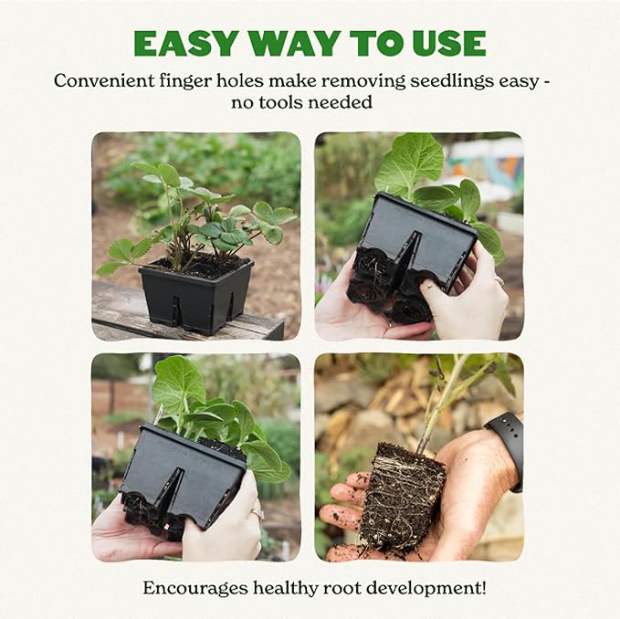 Epic Gardening Reusable Seed Starter Tray - 4 Cell 3"/8 Seedling Starter Trays - Easy Watering, Indoor Greenhouse, Plant Starter, Gardener-Friendly for Seedlings | UV-Treated & BPA-Free - Black
