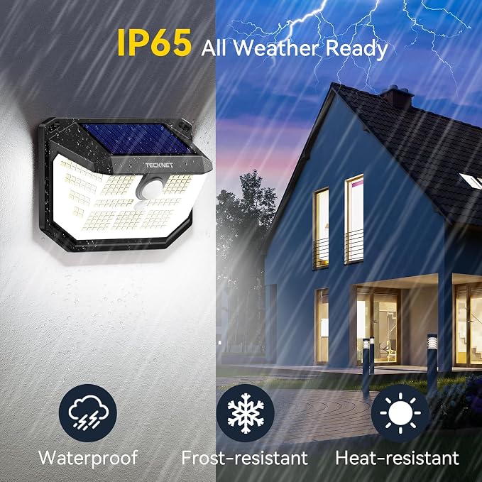 TECKNET 231 LED Solar Motion Lights Outdoor Waterproof, 6 Pack 300° Angle & 3 - Image 5