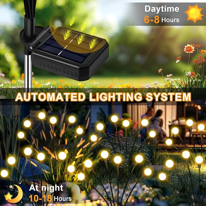 NBQQ Solar Garden Lights, Solar Firefly Lights, Solar Lights Outdoor Decorative - Image 5
