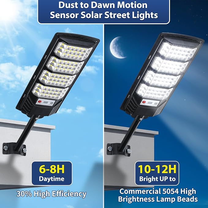Yusist 6 Pack Solar Street Lights Outdoor Waterproof, 6500K LED Motion Sensor - Image 3