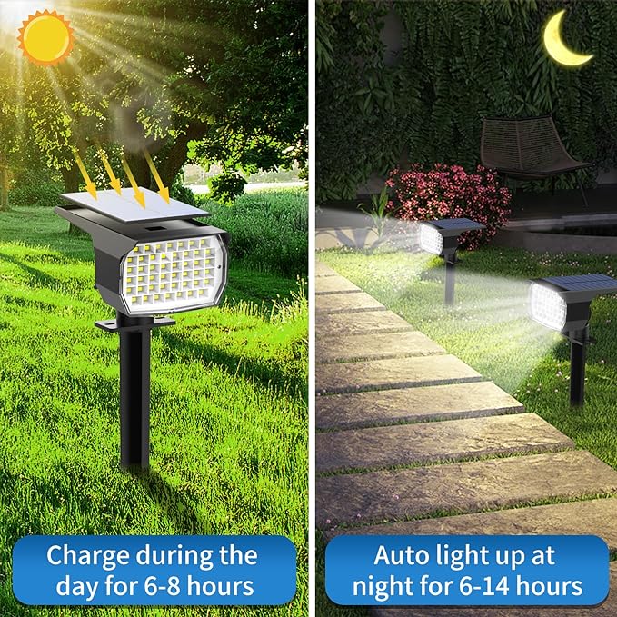 Tadyreal Solar Spot Lights Outdoor 2 Pack, Solar Landscape Spotlights Waterproof - Image 3