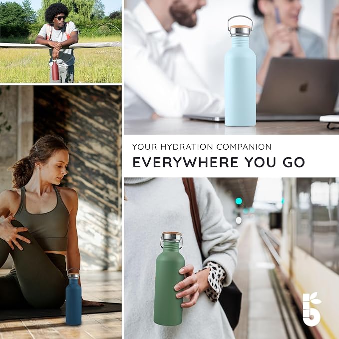 Bambaw 1 Litre Stainless Steel Water Bottle, Light Blue Water Bottle, BPA-Free - Image 7