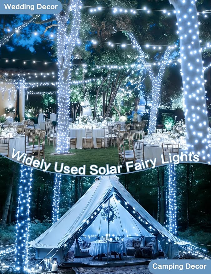 Solar String Lights Outdoor, Upgraded 2-Pack 80FT 200 LED Solar Twinkle Light - Image 2