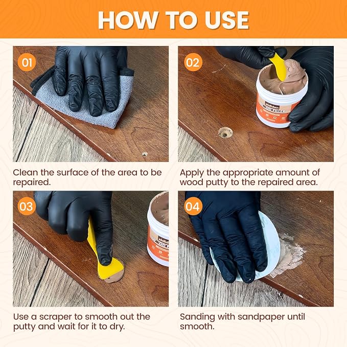Wood Filler, Wood Repair Kit, 16 Ounce Paintable & Stainable Wood Putty Filler - Image 5