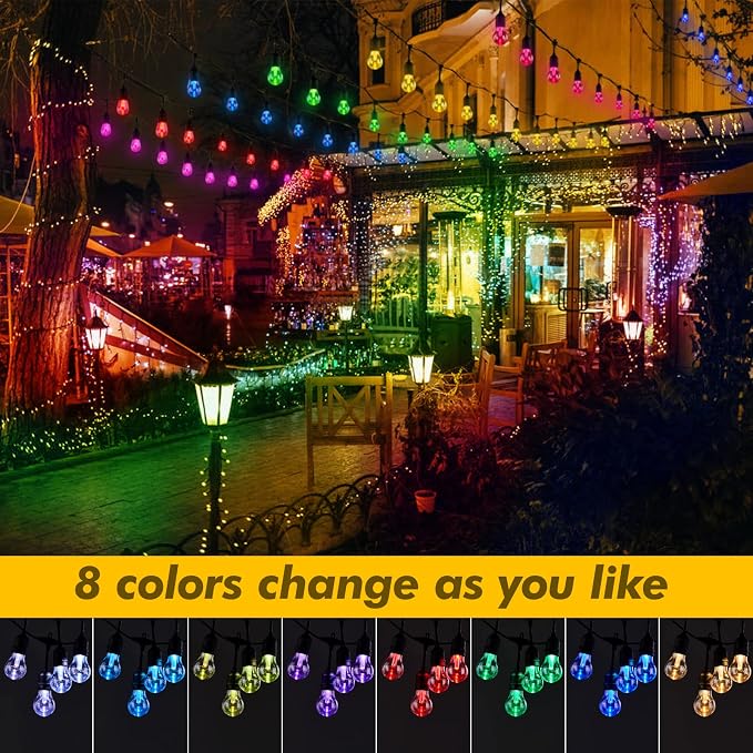 Solar Outdoor RGB String Lights, 48FT Dimmable Patio Lights - Image 2