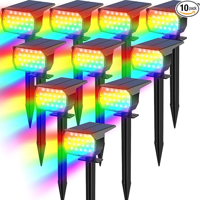 Tadyreal Solar Color Changing Spot Lights Outdoor Waterproof Colored RGB Solar by TadyrealSolarLights