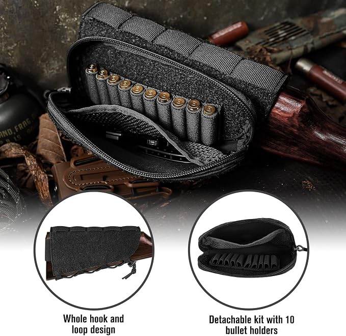 PETAC GEAR Tactical Buttstock Rifle Stock Pack/Adjustable Shell Holder Cheek - Image 5