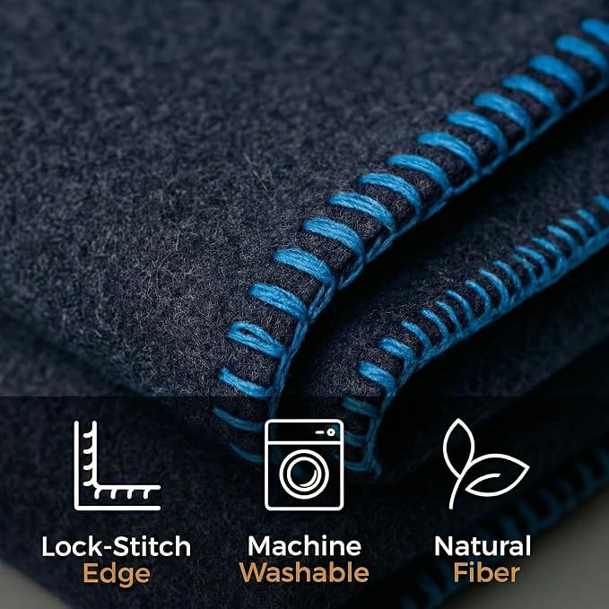 Wool Camping Blanket – 70% Wool Heavy-Duty Military Style Throw, Warm & Washable - Image 3