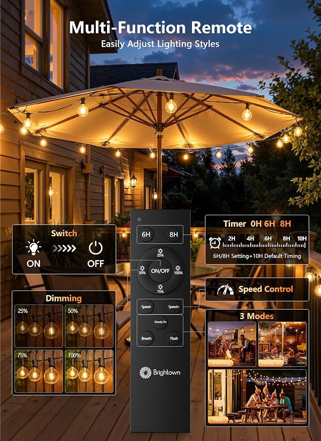 Brightown Outdoor String Lights, 100FT Shatterproof LED Patio Lights - Image 4
