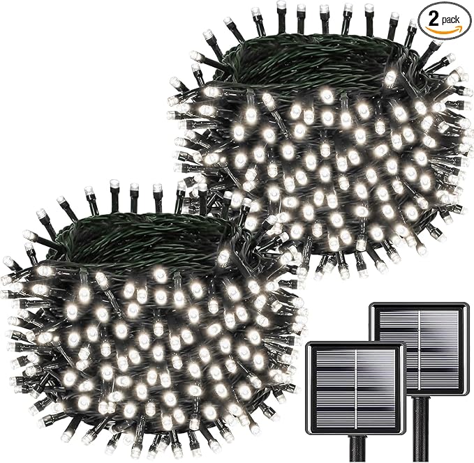 Upgrade 2Pack 200LED Solar String Lights by KAQ