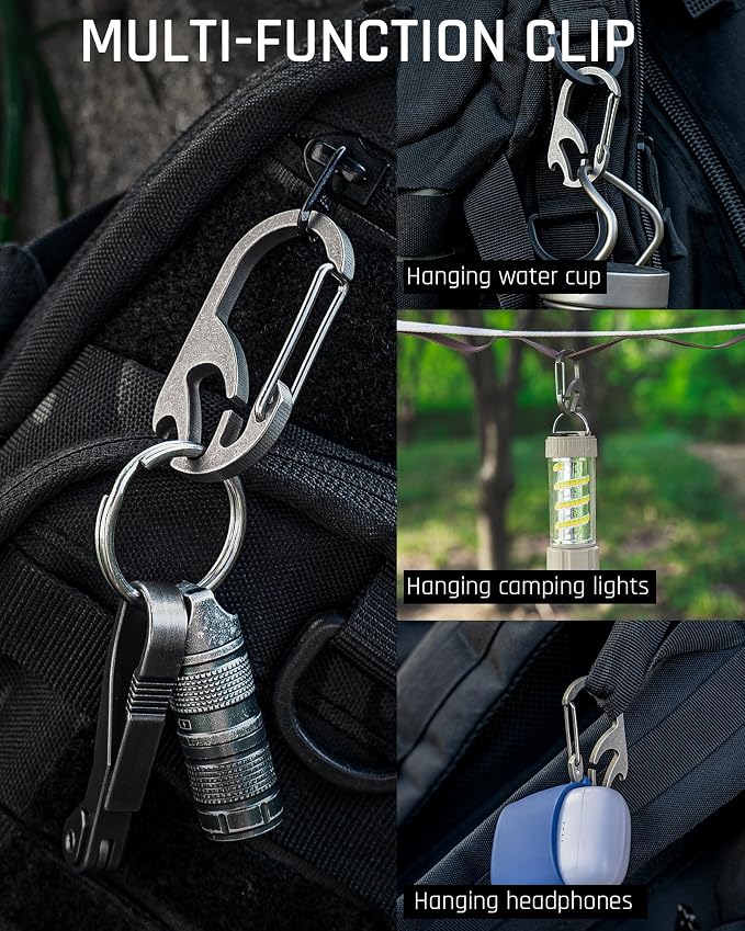 TISUR Titanium Carabiner Keychain Clip, Anti-Lost Key Ring Holder, Self-Locking - Image 7