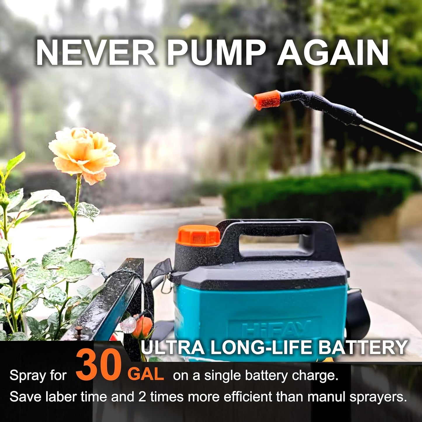 ES4-PRO Electric Sprayer 1 Gallon Built-in 4000mAh,Rechargeable Battery Powered Sprayer with Telescopic Wand,Plant Mister,Kitchen Cleaning,Indoor Watering Can for Plants (Blue)