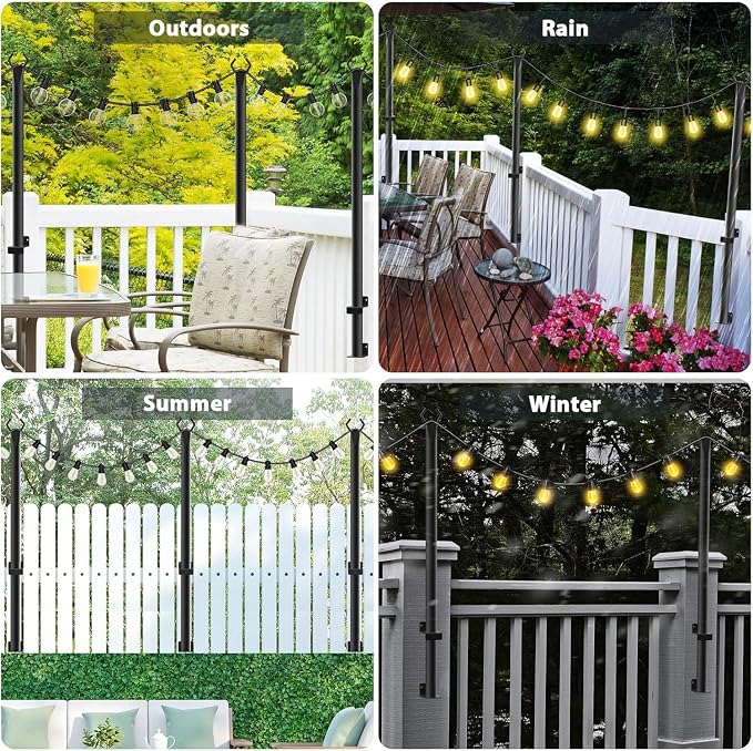 NUERPO 8 Pack String Light Poles, 5Ft Metal Poles - Image 2
