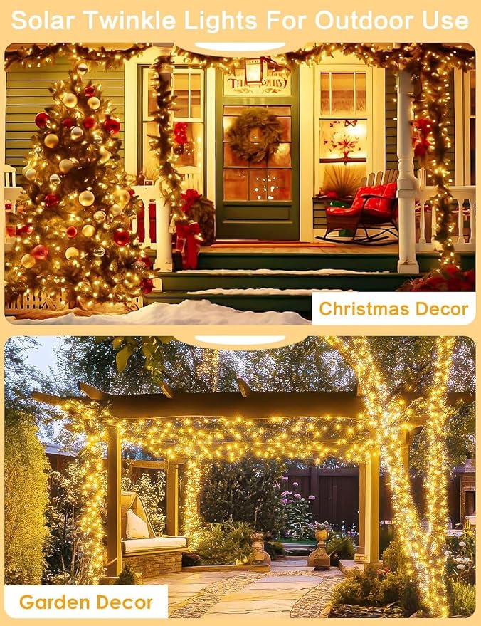 Solar String Lights Outdoor, 6 Pack Each 100 LED Solar Fairy Lights - Image 6