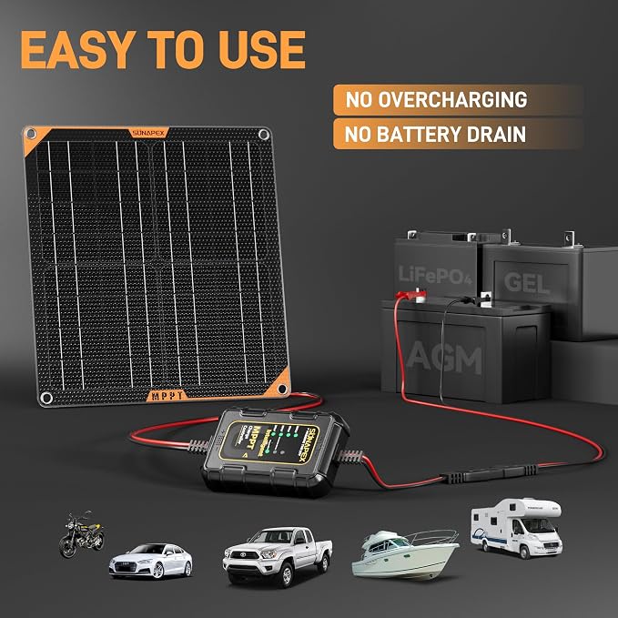 SUNAPEX 12V 50 Watt Solar Trickle Charger Maintainer - Image 7