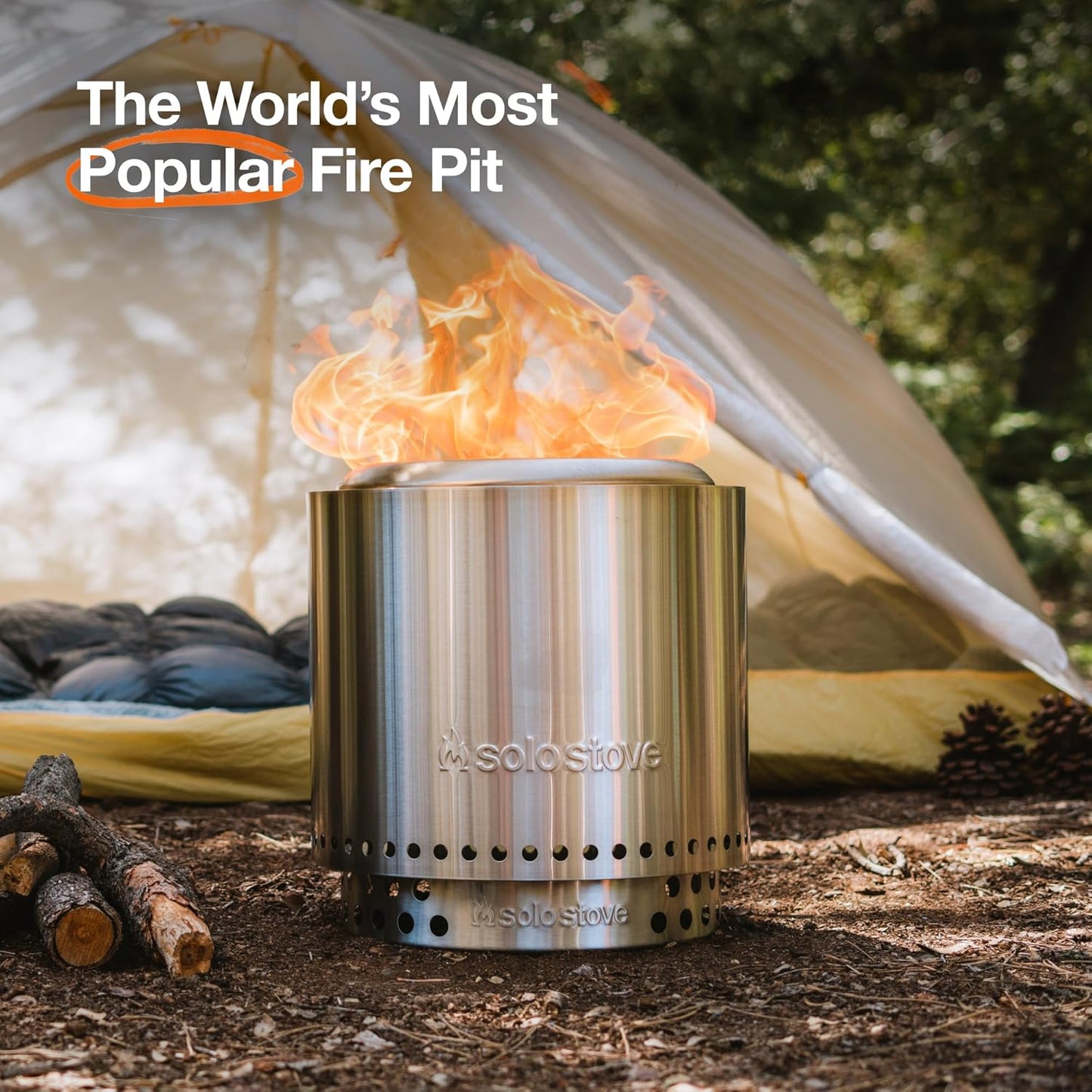 Solo Stove Ranger Amazon Exclusive Fire Pit Bundle | Portable & Smokeless | Includes Stand, Lid & Shelter | Ideal for 2–4 People | Stainless Steel, 15"x15", 22lbs