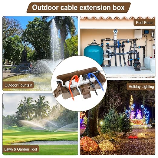 Medium Outdoor Electrical Box, IP54 Waterproof Extension Cord Cover w/ 6 Cable - Image 7