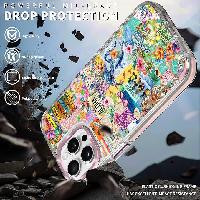 Case for iPhone 14 Pro Max, Hawaii Aloha Cover Coastal Beach Collage Phone Case - Image 5