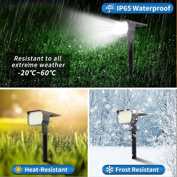 WENATY Solar Spot Lights Outdoor Waterproof IP65, 12 Pack Landscape Spotlights - Image 4