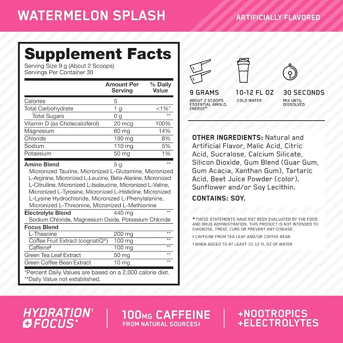 Optimum Nutrition Amino Energy Powder Plus Focus, - Image 5