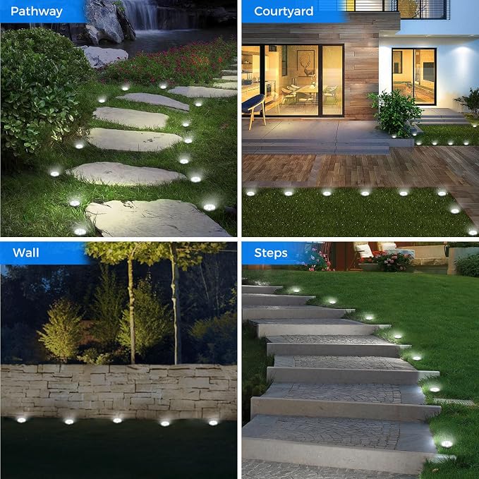 Peasur Mini Solar Ground Lights, 24 Pack Flat Solar Disc Lights Outdoor - Image 5