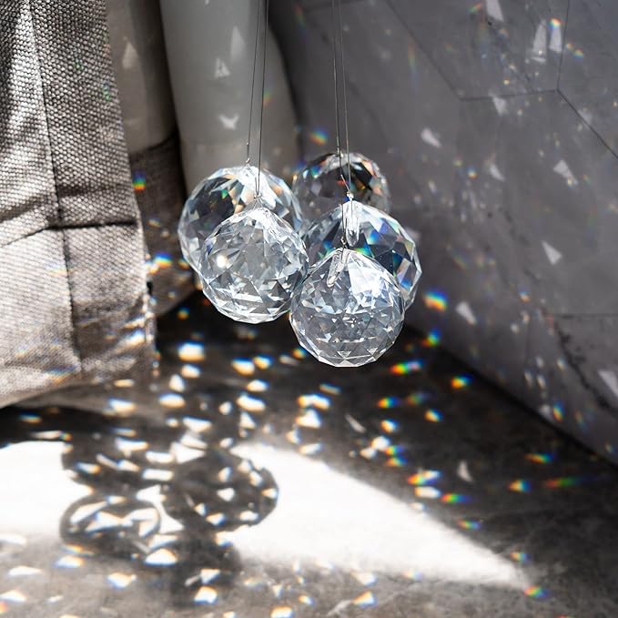 Crystalsuncatcher Clear Glass Crystal Ball Prism Feng Shui Lamp Hanging Drop Chandelier Pendants Suncatchers Pack of 12 pcs(20mm)