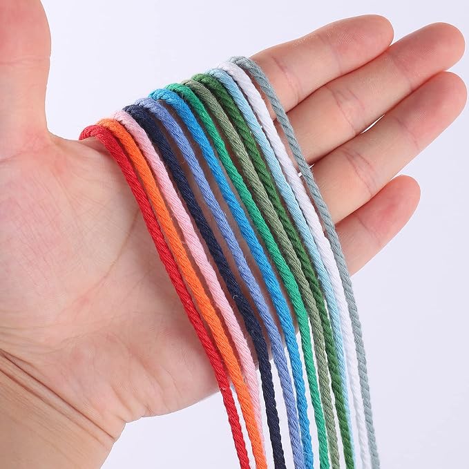 Sky Blue Macrame Cord 3mm x 109Yards, Colored Cotton Rope Craft Cord Colorful - Image 2