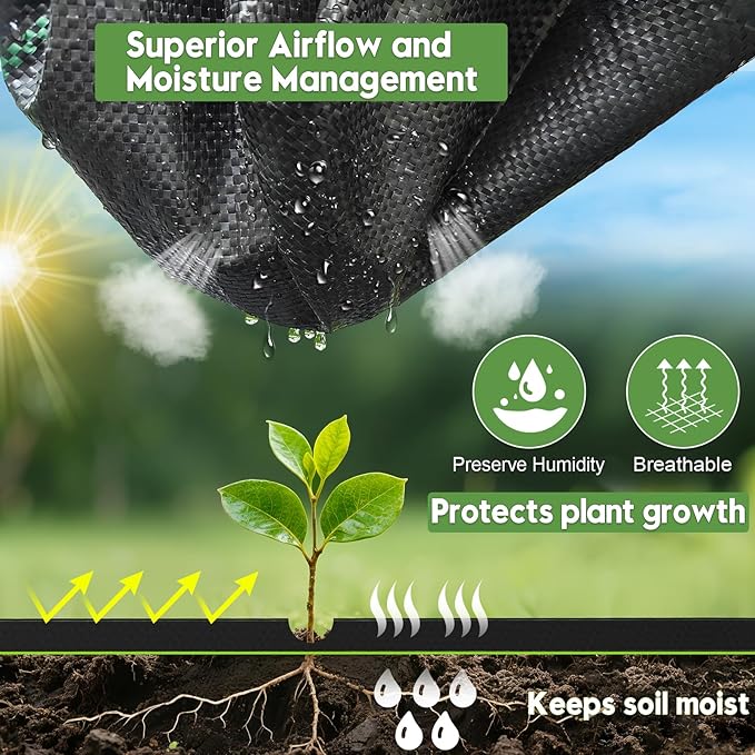 3FTx50FT Weed Barrier Fabric Heavy Duty, Gardening Landscape Fabric Cover Mat, Durable Weed Control Fabric for Garden Bed Cover, Landscaping, Commercial Driveway, Underlayment Use (3x50FT-3.2OZ)