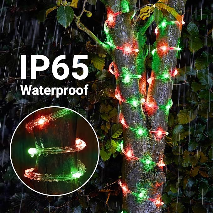 Solar Rope Lights, 2 Packs Total 66ft 200LED Solar String Lights, 8 Modes - Image 5