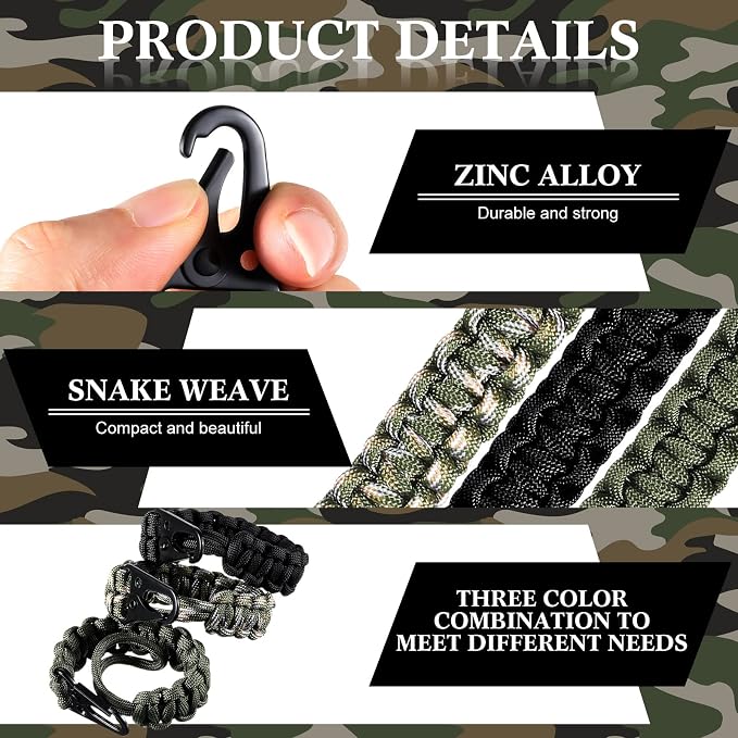 Shappy 3 Pcs Paracord Keychain Weave 550 Paracord 9 Inch Tactical Lanyard - Image 3