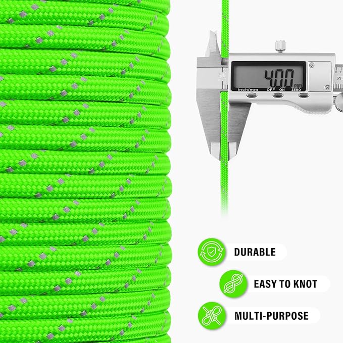 Reflective Paracord Rope 750 lb - 1000ft 5/32" Parachute Cord 4MM 12-Strand - Image 6