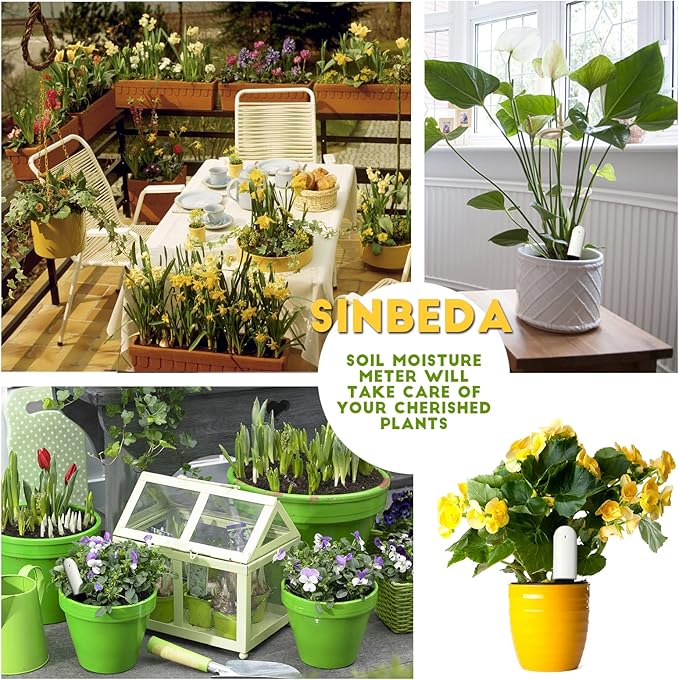 Soil Moisture Meter 4 in 1,Plant Water Monitor,Automatically detect Moisture/Temperature/Light/Fertility,Can Connect to Mobile Phone via Bluetooth,Hygrometer Sensor for Indoor Plants (1pc)