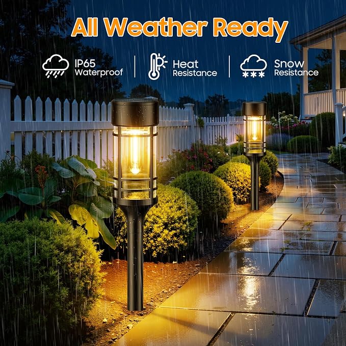 LETMY Solar Pathway Lights Outdoor, 4 Pack Solar Lights Outdoor Waterproof IP65 - Image 3