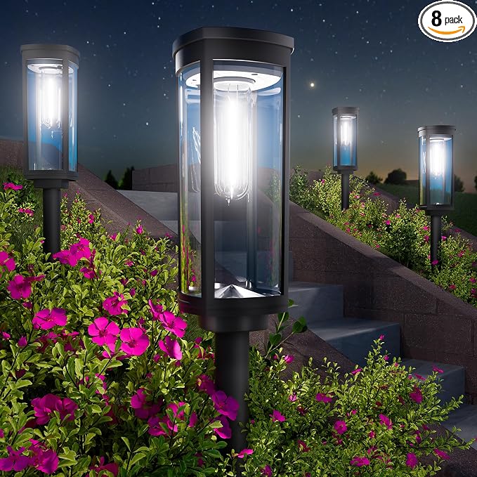 BITPOTT Bright Solar Pathway Lights Outdoor, 8 Pack Solar Garden Lights by BITPOTT