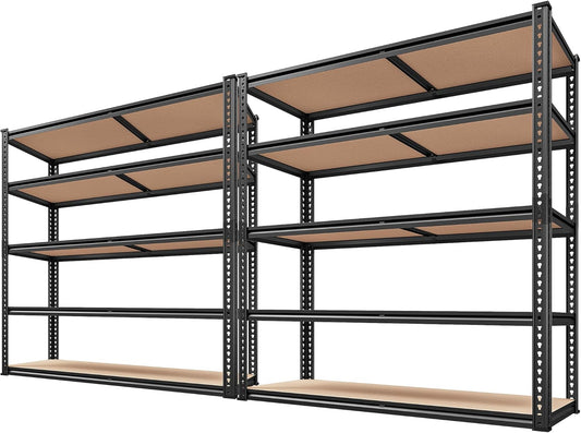 REIBII 2500LBS Garage Shelving Heavy Duty 72''H Storage Shelves 40" W Heavy Duty 5 Tier Metal Shelves Adjustable Pantry Shelf for Closet Pantry Basement Kitchen Warehouse 72" H x 40" W x 20" D, 2 Pack