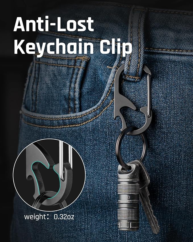 TISUR Titanium Carabiner Keychain Clip, Anti-Lost Key Ring Holder, Self-Locking - Image 4