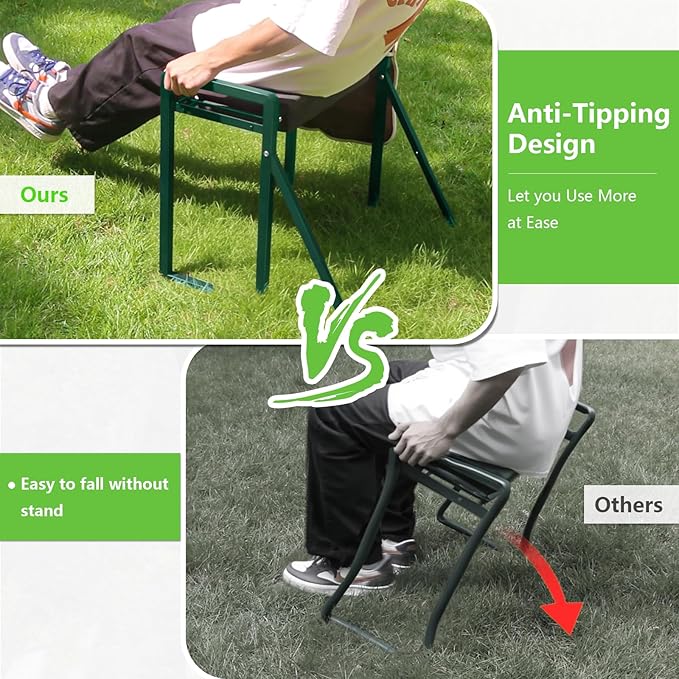 seasky Foldable Garden Kneeling and Seat,Anti-Tipping Garden Stool Widened Thick Soft Kneeling Pad, Heavy Duty Gardening Stool with Garden Tool Bag,Gardening Gift for Women(Without Gloves)