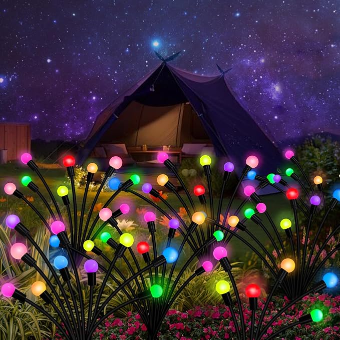 Solar Garden Lights Outdoor, 2 Pack 16 LED Solar Firefly Lights Waterproof - Image 6