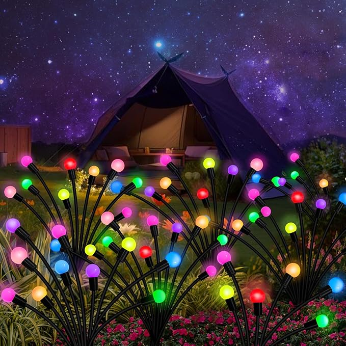 Kohlrabi Solar Garden Lights Outdoor, 4 Pack 32 LED Solar Firefly Lights - Image 6