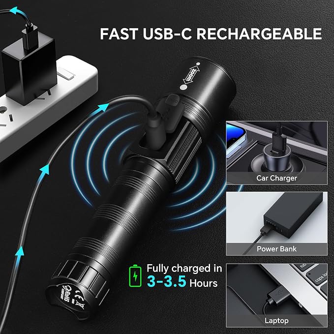 3Pack Rechargeable Flashlights High Lumens, Super Bright Flashlight - Image 6