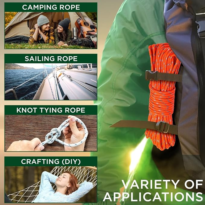 TECEUM Rope – 90 Feet x 1/4 Inch – Purple – Strong All-Purpose Utility Rope – - Image 5