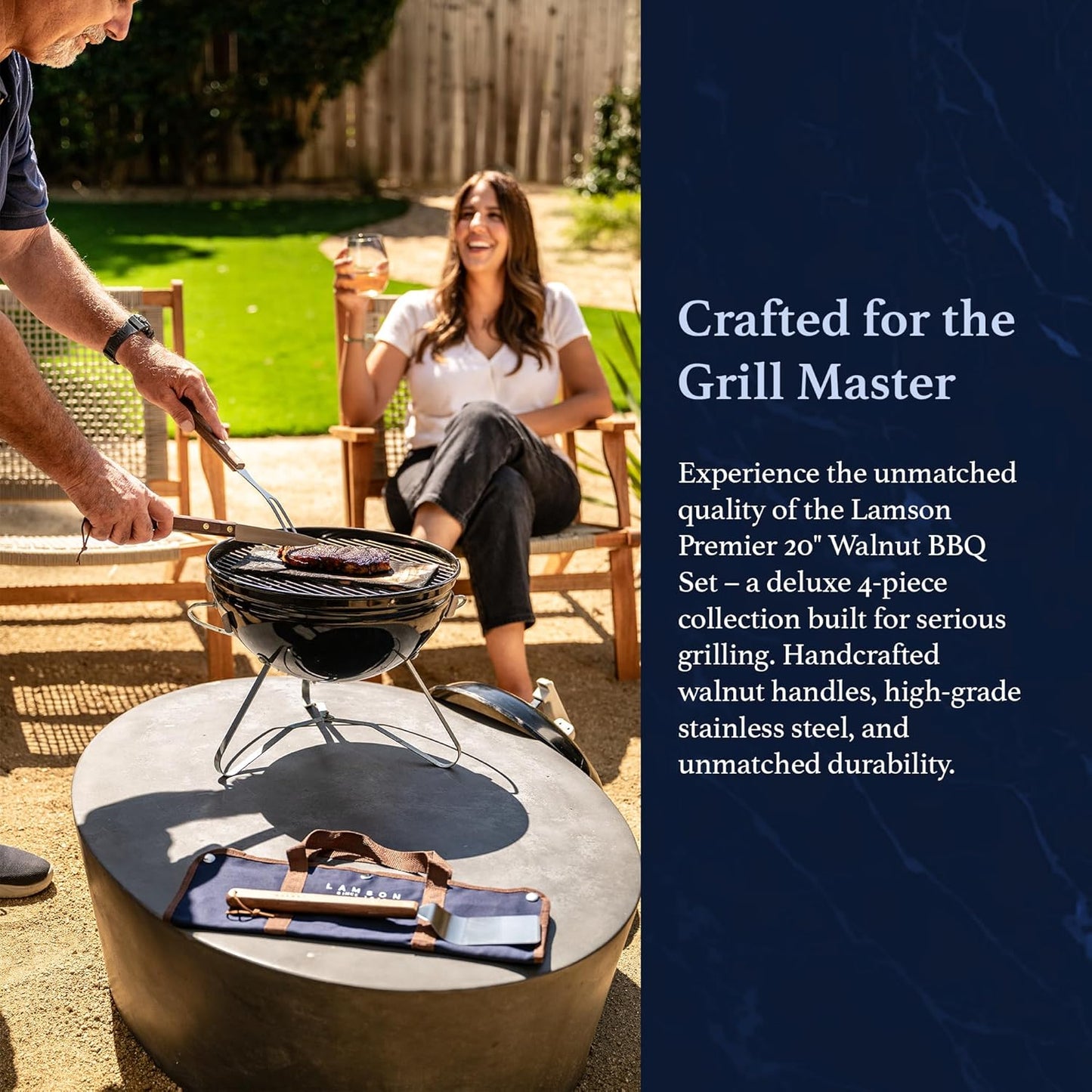 Lamson Premier 20" Walnut 4-Piece Deluxe BBQ Set