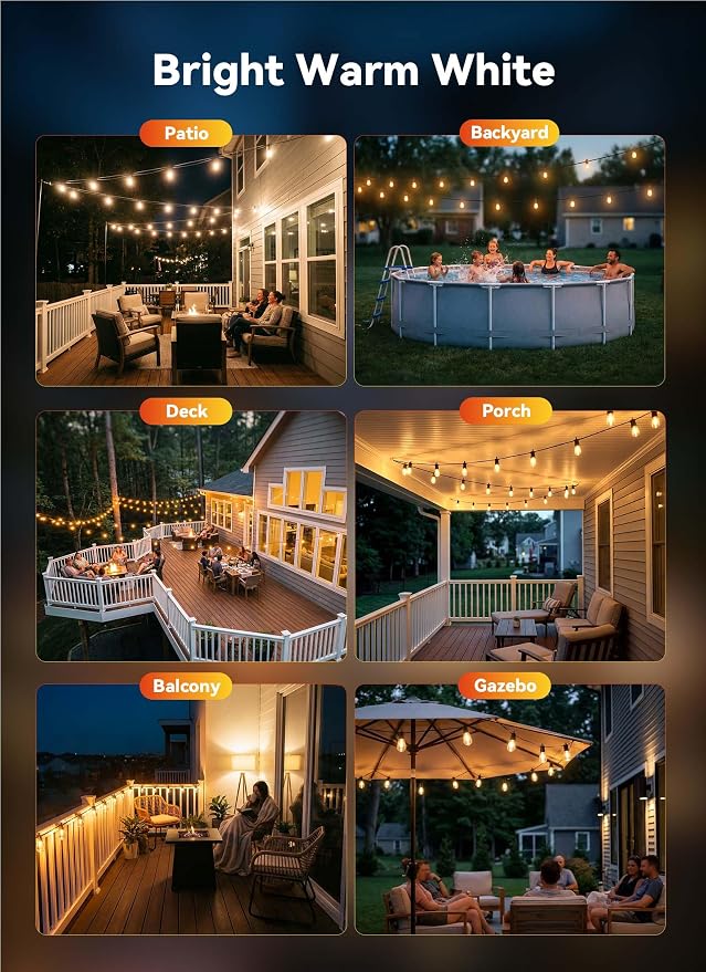 Minetom 101FT Outdoor-String-LED-Patio-Lights-Waterproof, 31Shatterproof S14 - Image 6