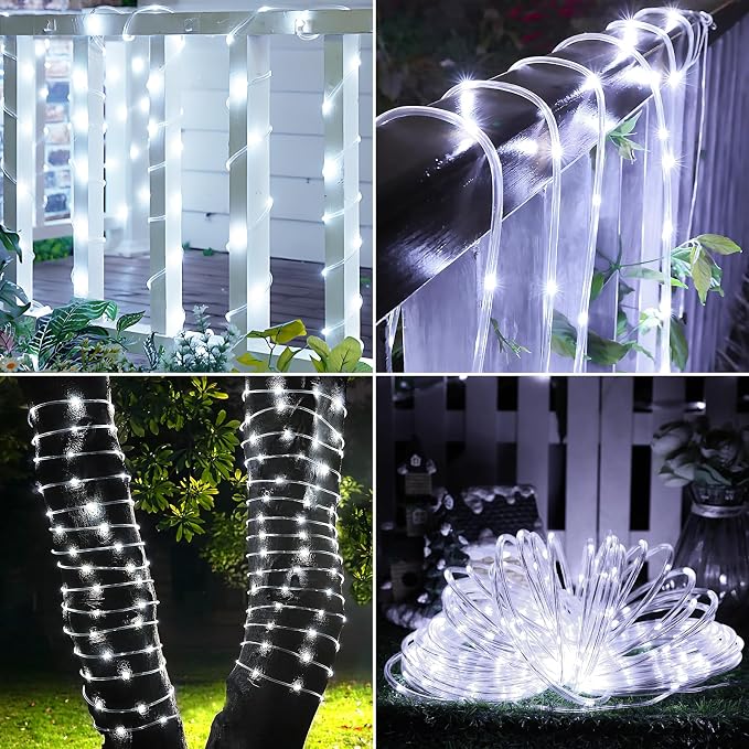 Solar Rope Lights, 2 Pack Total 66ft 200LED Solar String Lights, 8 Modes - Image 7